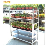 Chariot de transport de jardin en acier roulant OEM pour pépinière, pot de fleurs, plantes avec roues
