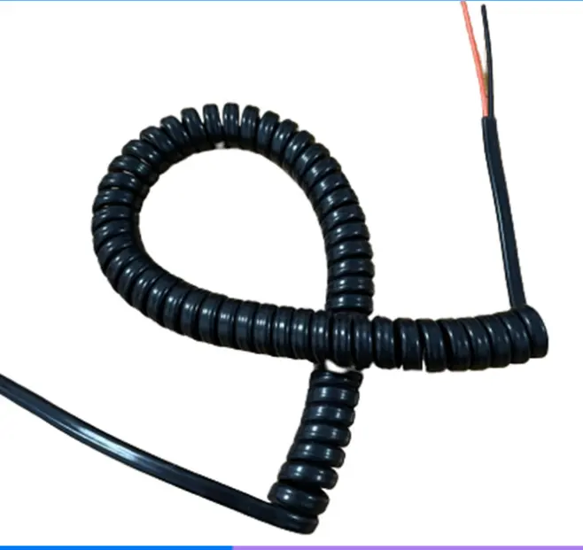 Multi-Spezifikation Schwarz glänzendes Kupferkern-Netz kabel PU/PVC-Feder draht Spiral kabel Draht baugruppe für elektrische Geräte