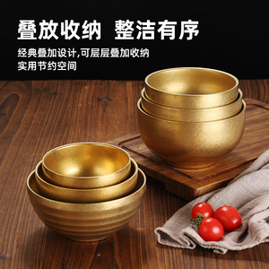Vintage Gold Stainless Steel Bowl Set Stackable For Dinner Party Snack Soup Kimchi Japanese Condiment Use - Product Image 5