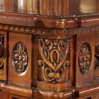 Escritorio Ejecutivo de Madera Sólida de Cerezo de 76 Pulgadas con Detalles Tallados, Cajones de Almacenamiento y Armarios Laterales, Escritorio Tradicional para Oficina en Casa