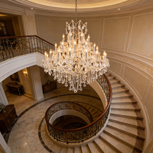 Grand lustre en cristal style bougie pour villa, escalier, hall d'hôtel, plafond haut, entrée, projet <span class=keywords><strong>de</strong></span> décoration - Product Image 1