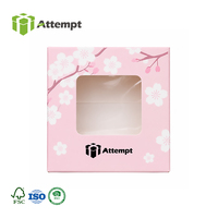 Caja de Papel Rosa Sakura de Lujo con Materiales Reciclados, Ventana de PVC, Forro de Esponja, Cajas Cosméticas Impresas Personalizadas para Productos de Belleza Pequeños