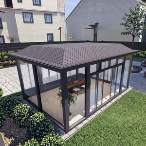 Luxe Moderne Extérieur En Aluminium Pergola LED Étanche Volet Toit Poudre Enduit Rétractable PVC Arche Abri De <span class=keywords><strong>Jardin</strong></span> Moderne - Product Image 2