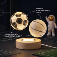 Boule de cristal sportive gravée au laser 3D, lumière de nuit personnalisée, base en bois LED interchangeable, trophée de ligue jeunesse (football, basketball)