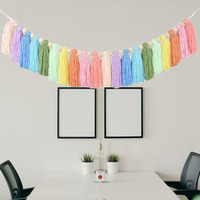 Boho décoration murale suspendu à la main macramé coton gland perles en bois guirlande bannière noël arc-en-ciel en bois perle gland chaîne