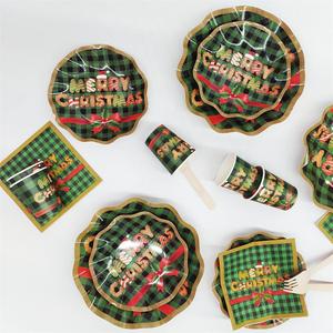 DAMAI Wholesale Merry Christmas Hat Bell Disposable Tableware Children Party Plates Xmas Dinnerware Set Paper Napkin Cups Plates - Product Image 4