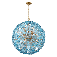 Lustre en verre de Murano ambré en forme de boule de fleurs, avec structure en acier inoxydable, LED central, hauteur réglable, luminaire suspendu pour salon
