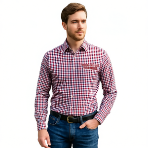 Camisa a Cuadros de Manga Larga Casual para Hombre Aristos, 100% Algodón, Cuello con Botones, Talla 6XL, Ropa de Moda - Product Image 1