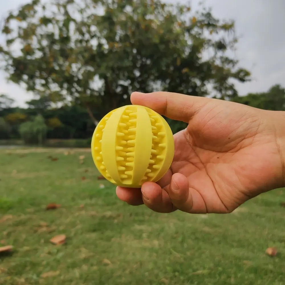 RTS Brinquedo para animais de estimação Bola de melancia Não tóxica resistente a mordidas de borracha natural durável quebra-cabeça brinquedo dispensador de guloseimas para cães