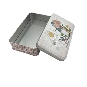 Wholesale printed food grade vintage tea tin box packaging large friendly metal tea coffee box rectangular tin container for tea