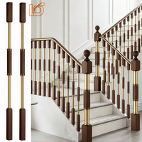 Rampe d'escalier de luxe sur mesure en cuivre et bois pour villa, main courante d'escalier moderne de style chinois, balustrade de sécurité pour balcon