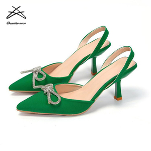 Zapatos de tacón alto para mujer, sandalias de tacón medio-<span class=keywords><strong>bajo</strong></span> con lazo fino y diseño sin cordones, estilo mule y slingback - Product Image 5