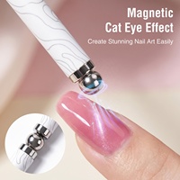 Pincel Magnético de Doble Cabeza de Alta Gama 2026 para Arte de Uñas con Puntas de Nylon Reemplazables, Pincel Plano para Gel UV y Delineador para Salón de Uñas OEM