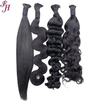 FH Cheveux Naturels Vierges Non Transformés Ondulation Profonde en Vrac pour Tresses Boho Tressage Sans Trame Extensions de Cheveux Humains