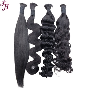 FH Extension Capelli Umani Vergini Non Trattati per Trecce Bulk a Onda Profonda Naturale Stile Boho Senza Trama - Product Image 2