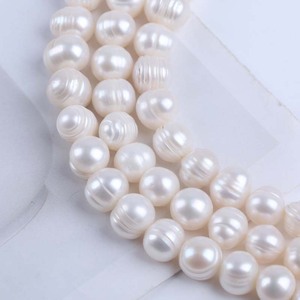 Perles d'eau douce semi-finies de 18 cm, 9-10 mm, blanches et colorées, presque rondes, perles percées, enfilées sur fil, vente en gros - Product Image 2