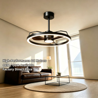 Ventilateur de plafond 60 cm avec lumière, lampe LED annulaire à intensité variable 3 CCT, moteur DC, montage encastré et sur tige pour salon et chambre