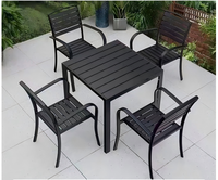 Fauteuil de jardin moderne en WPC imperméable, chaise d'extérieur portable avec structure métallique pour villa, balcon et restaurant