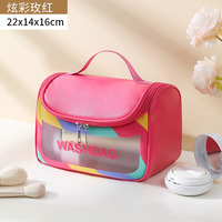 Grande Capacité Étanche Courbe Main En Cuir Voyage pour Trousse De Toilette Maquillage Sacs Nouveau Style Portable PVC Lettres Cosmétique Cas