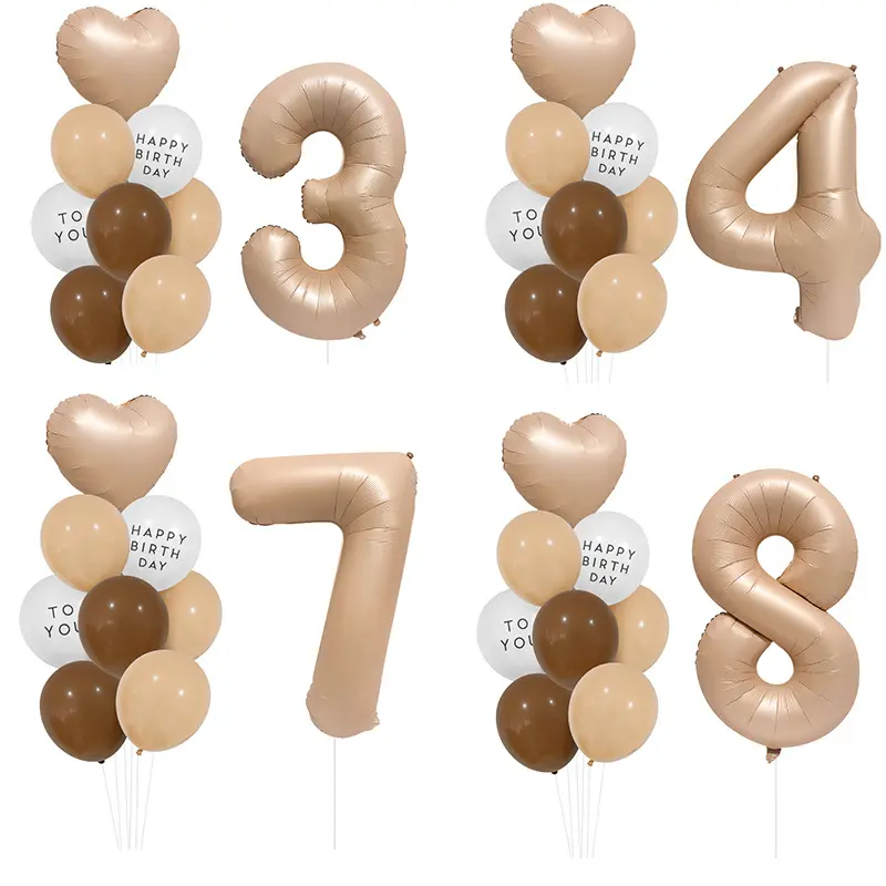 Globos de decoración de feliz cumpleaños para Baby Shower, juego de Globos de aluminio, color marrón caramelo, 40 pulgadas