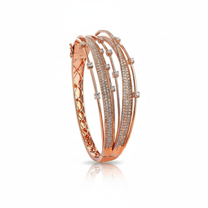 Exclusive Unique Designer Real Round Brilliant Cut Diamond <b>Bangle</b> <b>Bracelet</b> for Women in 10kt Rose Gold - Product Image 2