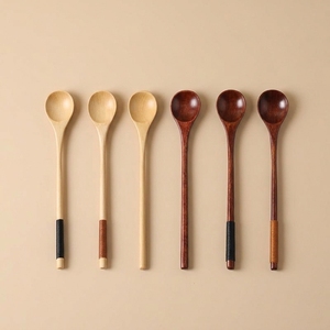 Cuillère en bois de Nanmu de style japonais en gros, petite cuillère à café, cuillère à miel en bois naturel pour bocaux et tasses - Product Image 5