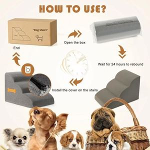 Escaleras para Mascotas, Rampa para Perros, 3 Escalones de Espuma para Subir a la Cama o Sofá, para Cachorros Pequeños, Antideslizantes, Venta al Por Mayor de Fábrica - Product Image 6