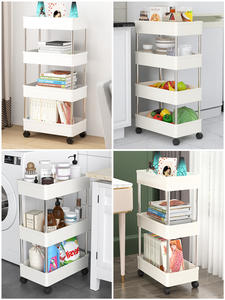 Chariot de rangement mince à 4 niveaux de haute qualité chariot utilitaire roulant de type debout avec fonction coulissante en plastique durable - Product Image 6