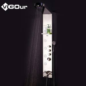 Columna de Ducha Moderna de Pared con Acabado Cromado para Hoteles, con Efecto Lluvia, Alta Presión, Triple Salida de Agua y Barra Deslizante - Product Image 3