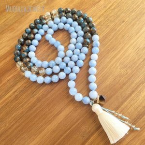 MN44282 Collana Naturale per Yoga e Meditazione con 108 Perle di Acquamarina, Gioiello Regalo per Lei, per Uso Quotidiano - Product Image 3