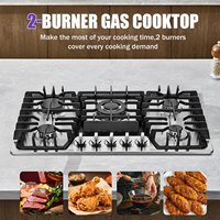 Table de cuisson à gaz encastrable de 30 pouces, 5 brûleurs, en acier inoxydable, convertible propane/gaz naturel, plaque de cuisson à double combustible scellée 4,5 kW