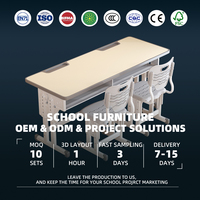 Ensemble de bureau et chaise double pour étudiants, bleu, réglable, en métal, pour écoles primaires, certifié par l'usine, OEM ODM