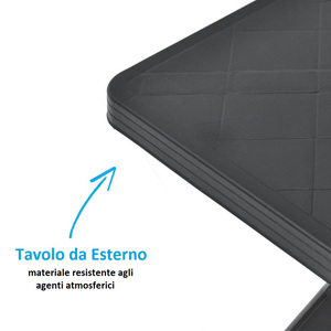 Mesa de Jardín Cuadrada de 70x70x72 cm, Plástico Antracita, Mesa de Camping para Exteriores, Ahorro de Espacio, Fácil de Usar - Product Image 3