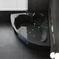 Baignoires et spas d'angle de luxe noirs Kinglauren, norme européenne, avec fonction massage, pour usage intérieur en hôtel moderne, en acrylique