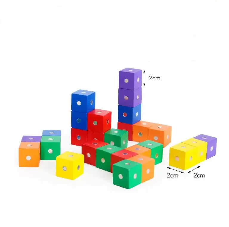 Montessori Square Cube Cầu Vồng Khối Từ Đồ Chơi Bằng Gỗ Cho Trẻ Em Xây Dựng Khối Lắp Ráp Giáo Dục