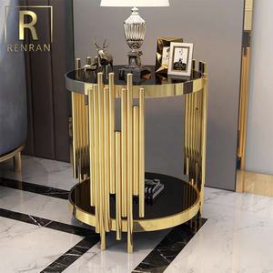 Mobili per la casa moderni in acciaio inossidabile spazzolato <span class=keywords><strong>oro</strong></span> con <span class=keywords><strong>tavolino</strong></span> in <span class=keywords><strong>vetro</strong></span> <span class=keywords><strong>tavolino</strong></span> <span class=keywords><strong>tavolino</strong></span> da caffè - Product Image 2