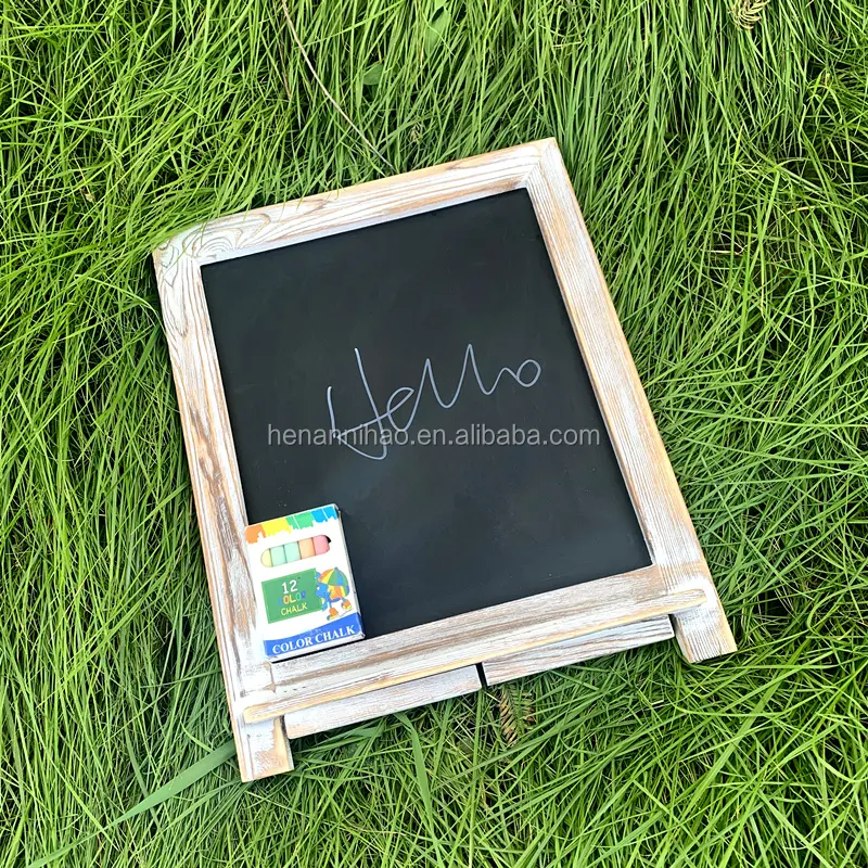 15X12Inch Schoolbord Mini Schoolbord Tafelblad Rustiek Wit Houten Frame Opvouwbaar Staand Bord