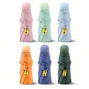 Parapluie de poche mini pliable en 5 sections, 6 ou 8 baleines, anti-UV, en fibre de verre, avec impression de logo personnalisé, imperméable, vente en gros - Product Image 5