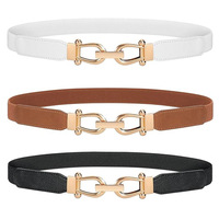 Maßgefertigter Damen-Stretchgürtel Retro Elastischer Schmaler Gürtel für Damen mit Goldschnalle