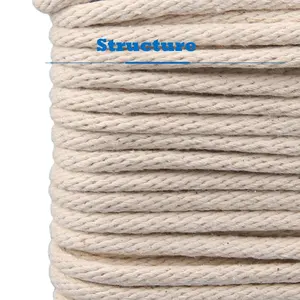 高级棉大衣和涤棉芯棉绳用于晾衣绳装饰，DIY棉实心编织绳抛光腰带绳