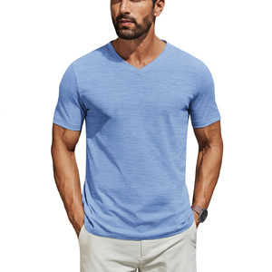 <b>Mens</b> <b>V</b> <b>Neck</b> <b>T</b> <b>Shirt</b> Premium Cotton Short Sleeve Casual Wear Soft Breathable Fabric Slim Fit Summer Fashion Everyday Basic Quick - Product Image 1