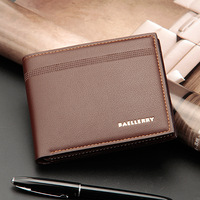 Baellerry dompet Mini kulit PU mewah pria bisnis kasual kartu pendek dan tempat uang tunai dengan penutupan terbuka langsung dari pabrik
