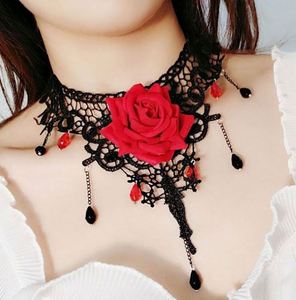 Dark Gothic Vintage Rose Flower Choker Collarbone <b>Chain</b> Necklace for Women Diamond Pearl <b>Copper</b> Religious Parties Gifts - Product Image 3