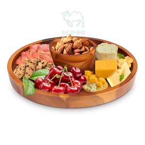 Customized Acacia Wood Plate <b>Tray</b> Snack Plate Wooden <b>Dinner</b> Acacia Wood Plates Set for Kitchen - Product Image 1