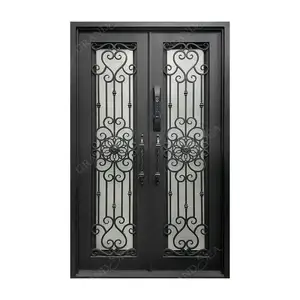 Superior Quality Exterior Security Wrought Iron Grill Doors with Smart Lock and Adjustable Mosquito Net For Houses