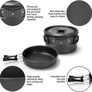 Camping Cookware Set 4-<b>5L</b> Portable Lightweight Stove Pot Teapot Tableware Outdoor Cooking Gear - Product Image 2