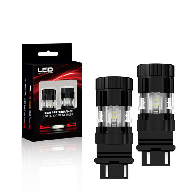 S09 Canbus Error Free 3157 LED Bulb White Red Amber Car Brake Light Turn Signal Lamp 1:1 Original Halogen Replacement