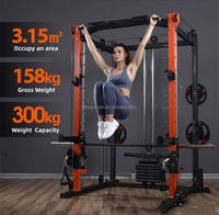 Dinuo Machine Smith multifonction en métal, équipement de gym, appareil de crossover par câble, rack à squats, power rack, charge maximale 300 kg, poids 45 kg