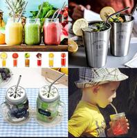 Ensemble de pailles réutilisables en acier inoxydable avec logo personnalisé pour boisson Boba, accessoires de bar