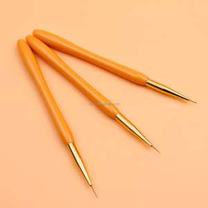 OEM & ODM 3PC Gel Nail Linework Brush Set <span class=keywords><strong>Orange</strong></span> Manche en plastique Détail Art Pinceau pour ongles Dessin Fleurs Doublure Nail Art Peinture - Product Image 6